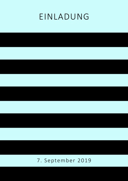 Online Einladungskarte im Design einer Wespe mit schwarzen Streifen in Ihrer Wunschfarbe. Blau.