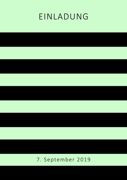 Online Einladungskarte im Design einer Wespe mit schwarzen Streifen in Ihrer Wunschfarbe. Grün.