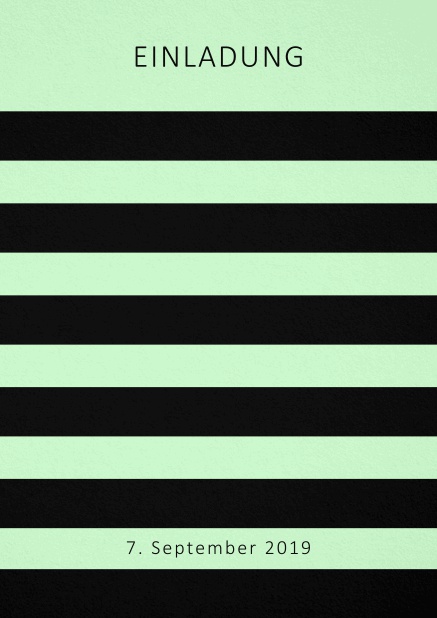 Einladungskarte im Design einer Wespe mit schwarzen Streifen in Ihrer Wunschfarbe. Grün.