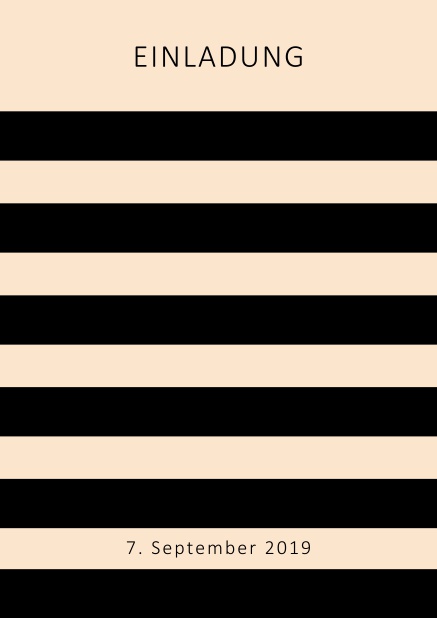 Online Einladungskarte im Design einer Wespe mit schwarzen Streifen in Ihrer Wunschfarbe. Orange.