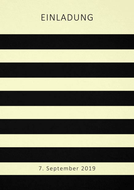 Einladungskarte im Design einer Wespe mit schwarzen Streifen in Ihrer Wunschfarbe. Gelb.