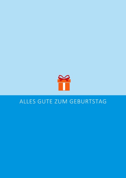 Orange verpackt - Blau - Geburtstagskarten Online Geburtstags-Grusskarte mit orangenem Geschenk Blau.
