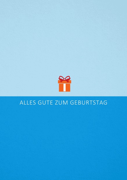 Orange verpackt - Blau - Geburtstagskarten Geburtstags-Grusskarte mit orangenem Geschenk Blau.