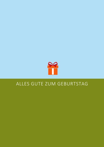 Orange verpackt - Grün - Geburtstagskarten Online Geburtstags-Grusskarte mit orangenem Geschenk Grün.