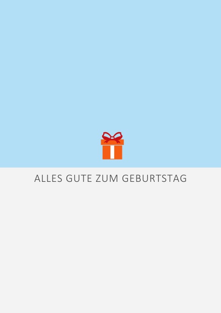 Orange verpackt - Grau - Geburtstagskarten Online Geburtstags-Grusskarte mit orangenem Geschenk Grau.