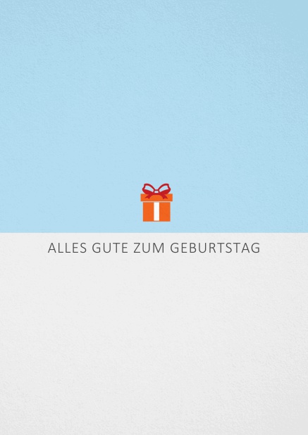 Orange verpackt - Grau - Geburtstagskarten Geburtstags-Grusskarte mit orangenem Geschenk Grau.