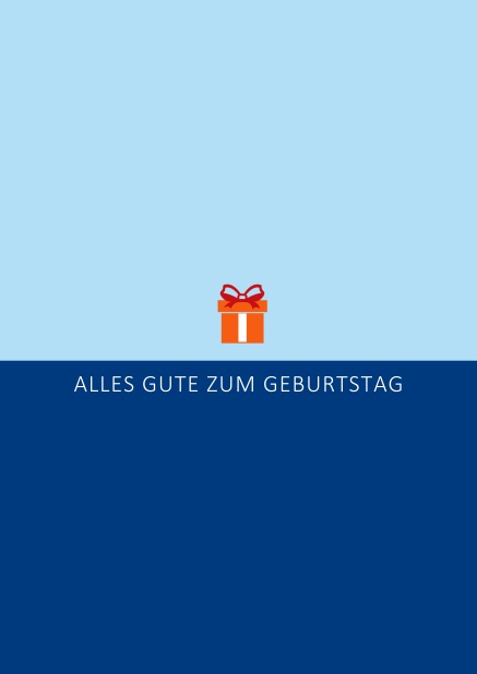 Orange verpackt - Marine - Geburtstagskarten Online Geburtstags-Grusskarte mit orangenem Geschenk Marine.