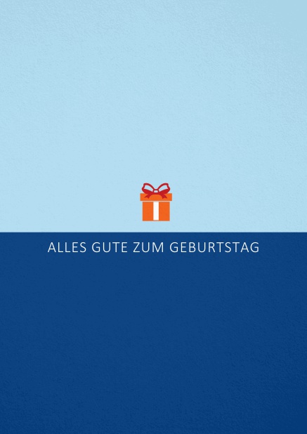 Orange verpackt - Marine - Geburtstagskarten Geburtstags-Grusskarte mit orangenem Geschenk Marine.