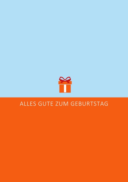 Online Geburtstags-Grusskarte mit orangenem Geschenk Orange.