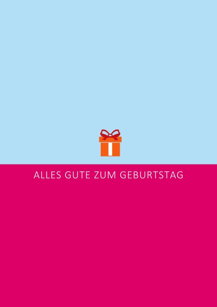 Online Geburtstags-Grusskarte mit orangenem Geschenk Rosa.