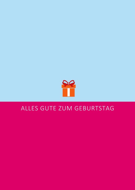 Orange verpackt - Rosa - Geburtstagskarten Online Geburtstags-Grusskarte mit orangenem Geschenk Rosa.