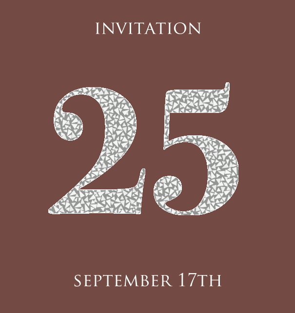 25th anniversary animated paperless invitation card with large 25 out of animated silber mosaic stones. Gold.