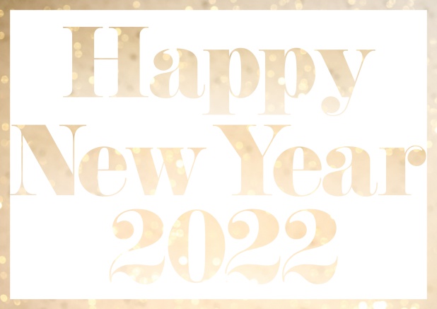 Online Greeting card with cut out Happy New Year 2022 Gold.