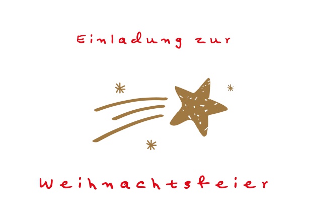 Online Weihnachtsfeier Einladungskarte mit goldener Sternschnuppe