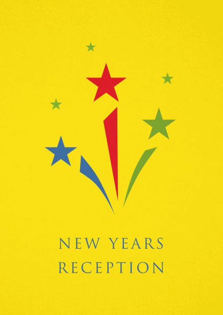 Yellow New Years Reception invitation card with three shooting stars