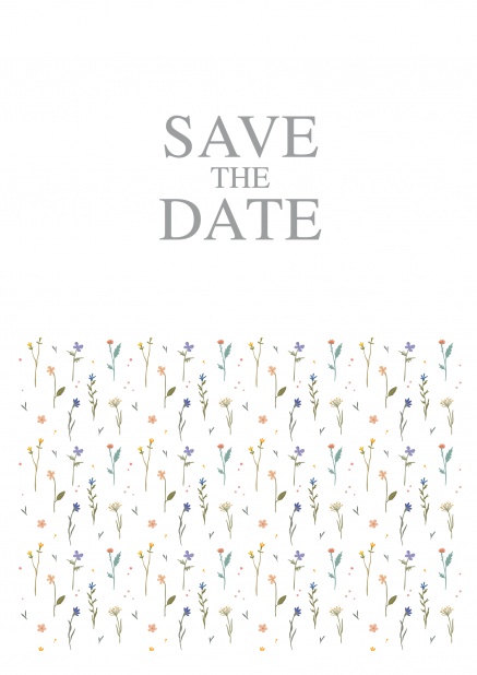 Save the date mini flowers - Corporate Online Save the Date card with many small colorful flowers