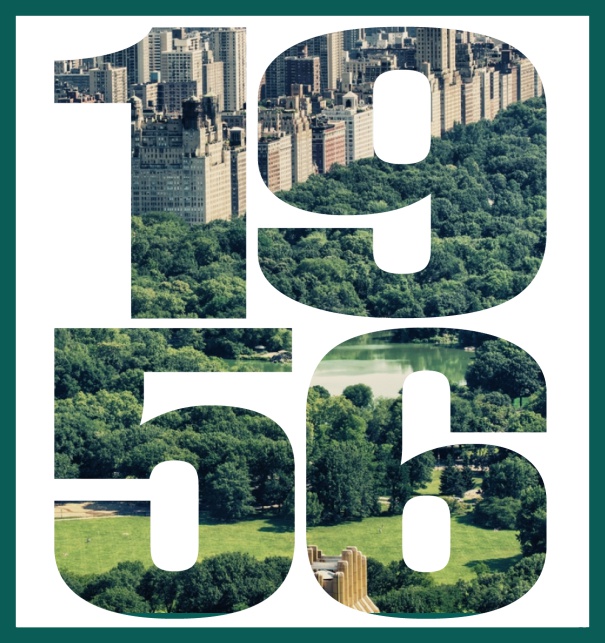 Online Einladungskarte mit ausgeschnittener 1956 für eigenes Foto Grün.