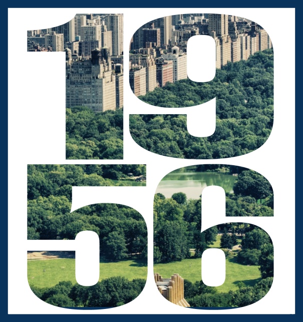 Online Einladungskarte mit ausgeschnittener 1956 für eigenes Foto Marine.