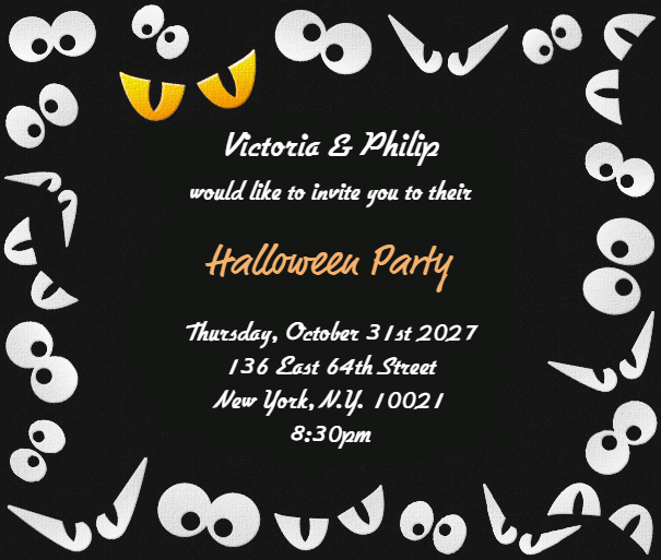 Online Halloween invitation card with animated scary eyes