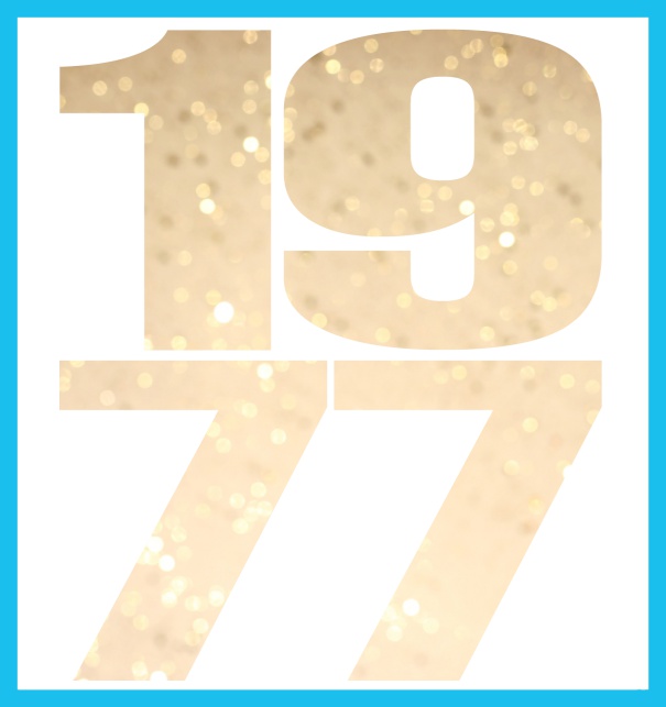 Large Online Invitation card with cut out 1977 Blue.