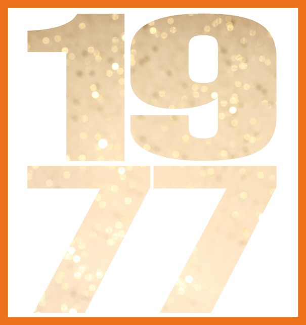 Large Online Invitation card with cut out 1977 Orange.