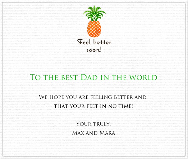 Online Grusskarte mit Ananas und Feel Better Text.