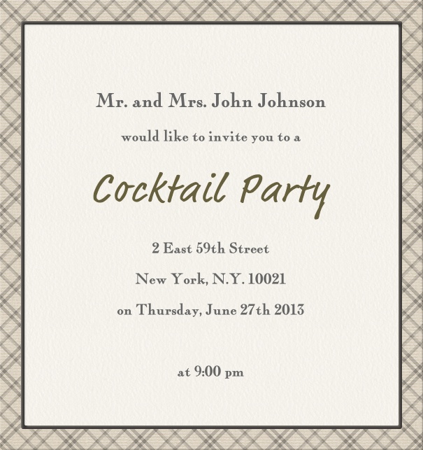 Beige, classic Party Invitation with geometric border.