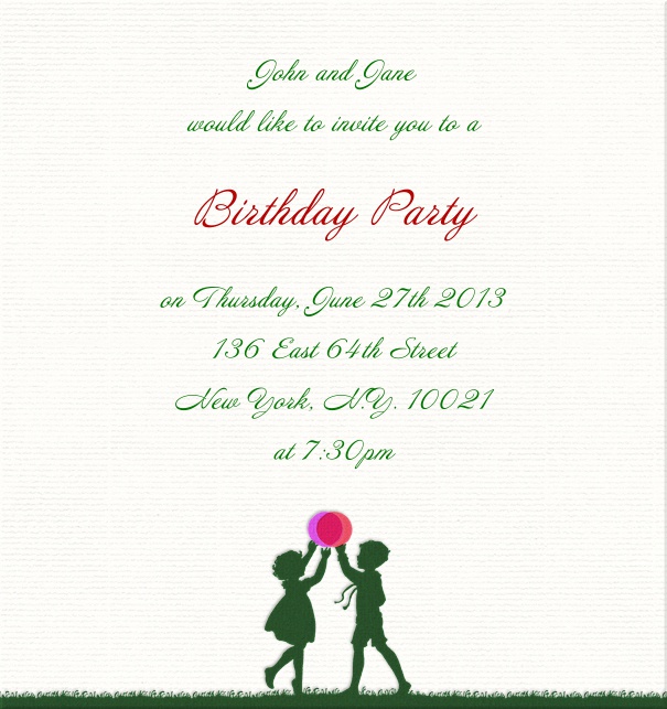 High Format Beige Spring Birthday Party Invitation with Kids playing.