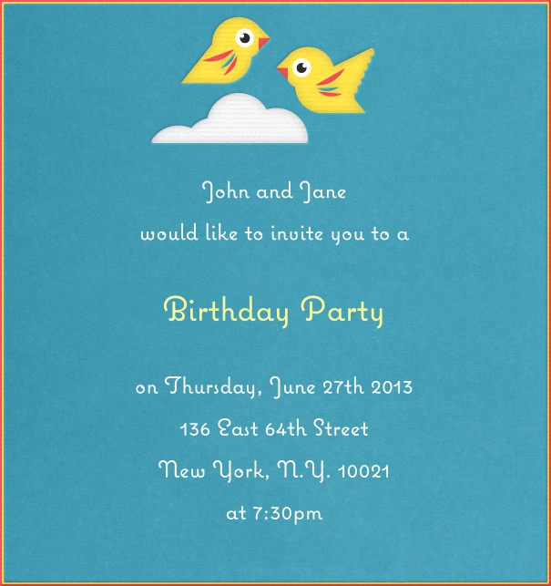 High Format Blue Kids' Birthday Party invitation with Ducklings.