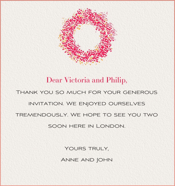 Online Pink wreath online note card.