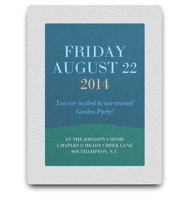 Rhein Riverside - Free designs Simple green and blue invitation card design in minimalist style.