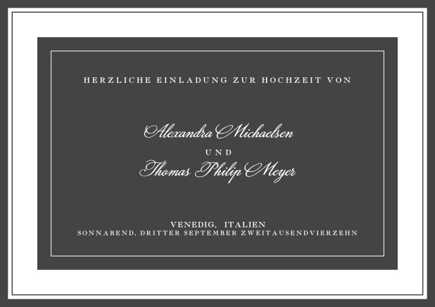Online Klassische Einladungskarte mit kursiver Schrift. Grau.