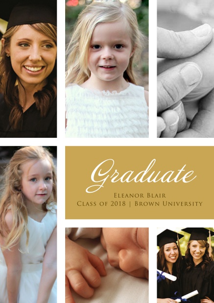 Add 6 photos to this lovely graduation invitation card Beige.