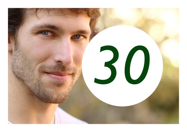 30-Speechless surprise - Green - 30th Birthday Online Birthday card for a 30th Birthday celebration including photo and round editable textfield. Green.