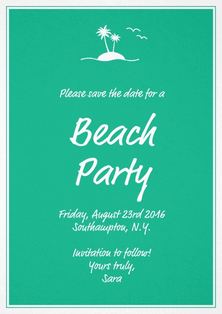 Stranded island - Green - Summer Save the date invitation card for beach parties with a little island and seagulls Green.