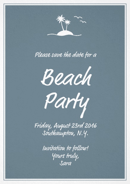 Stranded island - Grey - Summer Save the date invitation card for beach parties with a little island and seagulls Grey.
