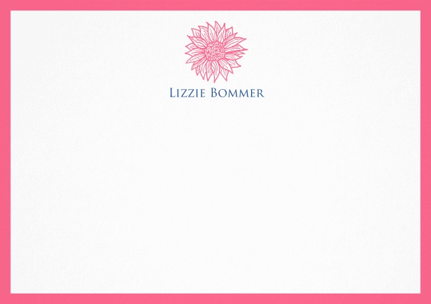 Individuell gestalbare Briefkarte mit Blume und Rahmen in verschiedenen Farben. Rosa.