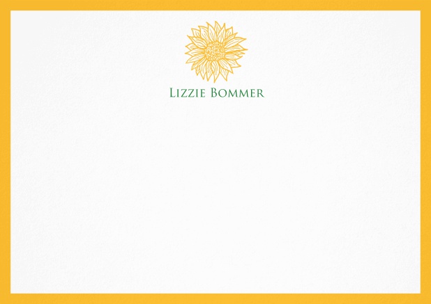 Individuell gestalbare Briefkarte mit Blume und Rahmen in verschiedenen Farben. Gelb.