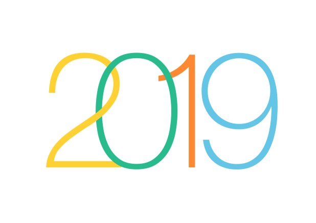 Wish Happy New Year with this lovely card with colorful 2019 on the front.