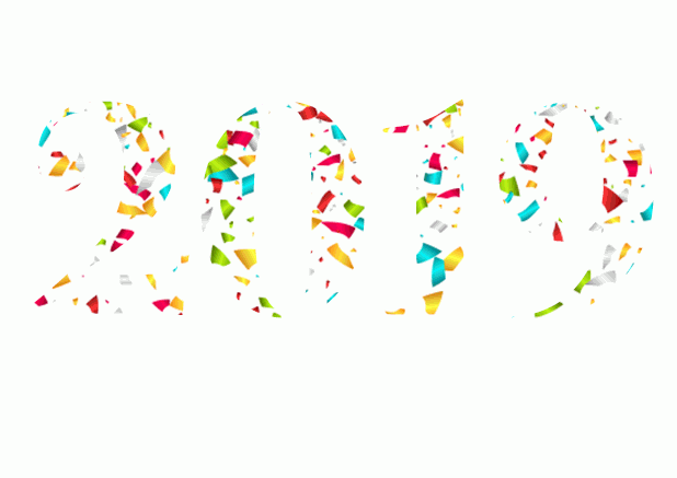 2019 Konfetti animiert - 2019 Karten Animierte Online Einladungskarte mit 2019 aus fliegendem Konfetti