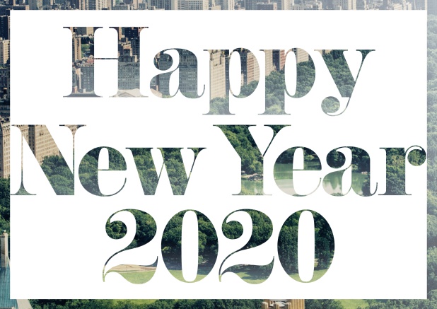 2020 Einladungskarte mit Happy New Year 2020 Text Marine.