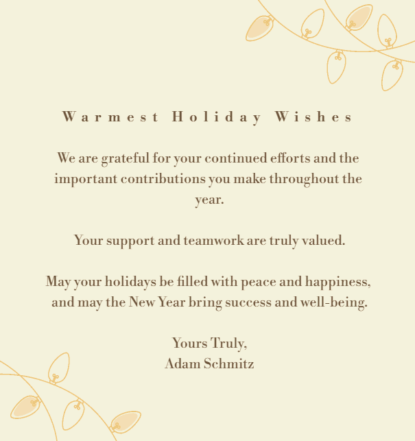 Online Holiday Card with blinking Holiday lights Beige.