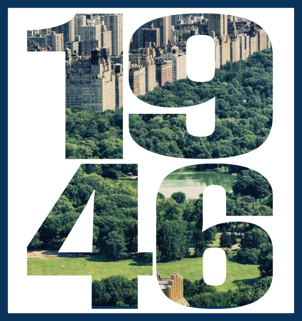 Online Einladungskarte mit ausgeschnittener 1946 für eigenes Foto Marine.