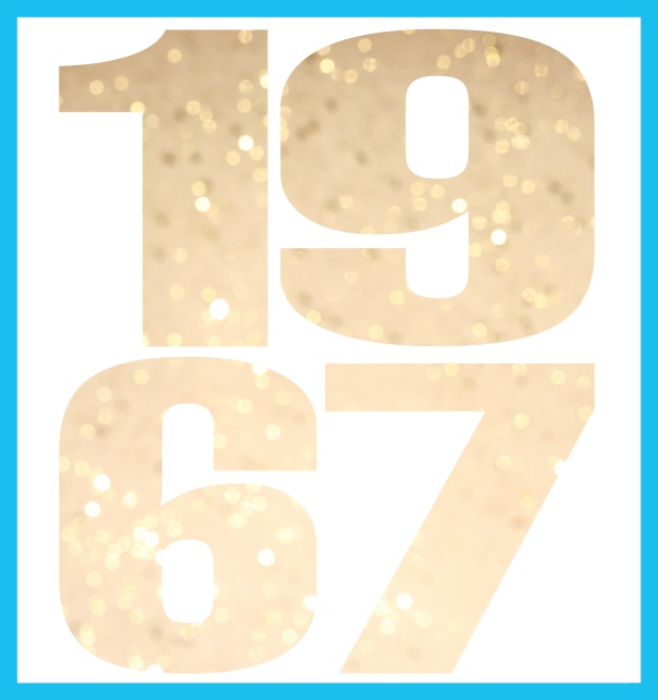 Large Online Invitation card with cut out 1967 Blue.