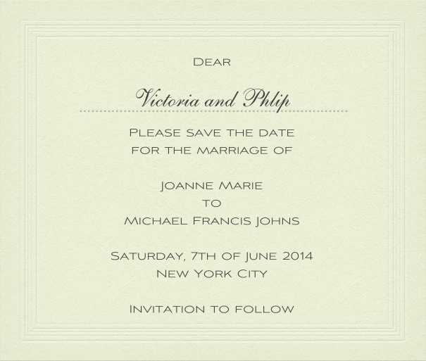 St. Petersburg Fashion - Free designs Classic wedding save the date card with personal addressing or recipient.