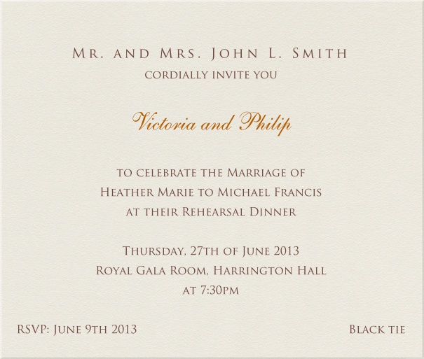 Paper color, formal Corporate Invitation with no border.