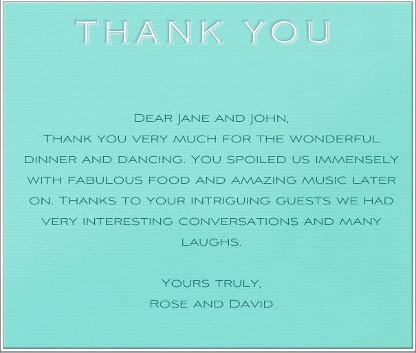 Tiffany Themed Thank You Card.