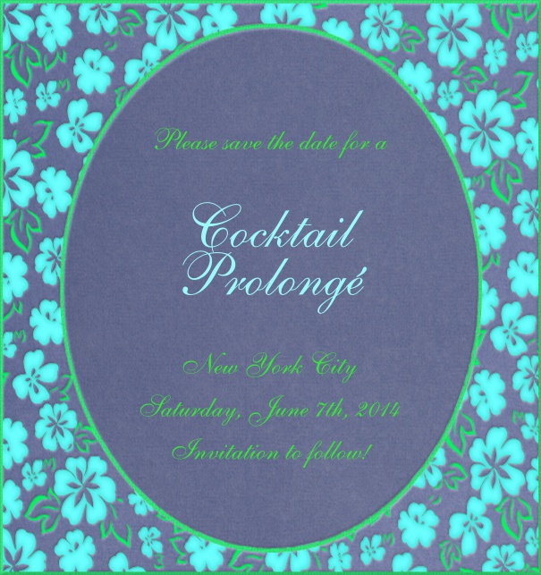 Floral Mess - Birthday invitations High Blue Spring Themed Seasonal Engagement Save the Date Card with Flower Border.