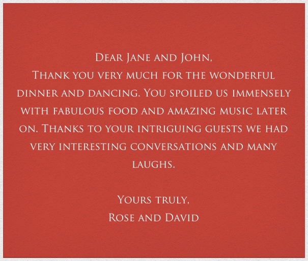 Baclava from Ankara - Free designs Red classic formal square format online card with white thin border and personal addressing of recipients. including designed Trajan font text in white to match card.