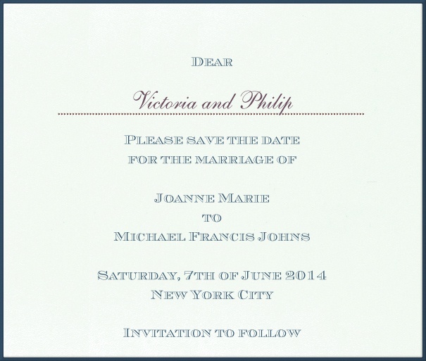 Croissant from Paris - Free designs Classic Online Wedding Save the Date Card with blue Border.